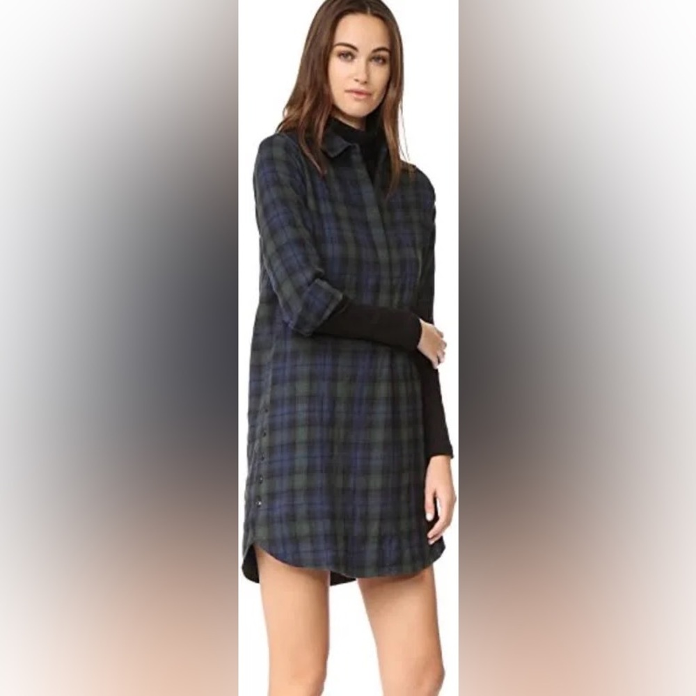 Madewell Dark Plaid Shirt Dress